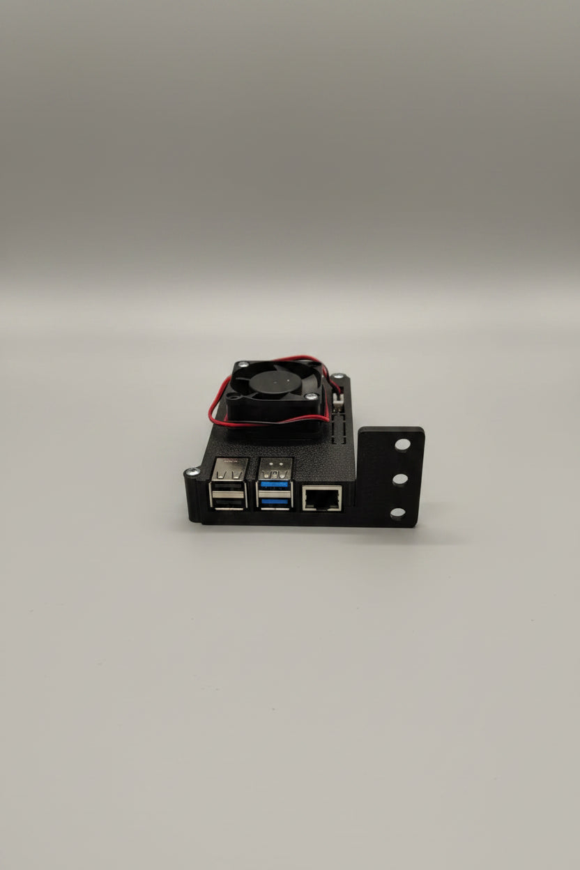 A custom black 3D-printed electronic enclosure with two USB 3.0 ports, one USB 2.
